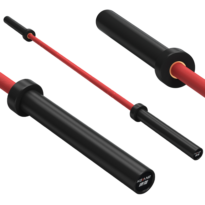 3044am永利杠铃杆硬铬陶瓷镀黑彩色男士女士举重训练杆八轴承2.2M奥杆 E10激情红承重1000LB